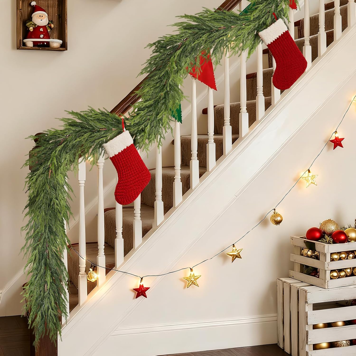 Real Touch Christmas Norfolk Pine Garland for Holiday Decor