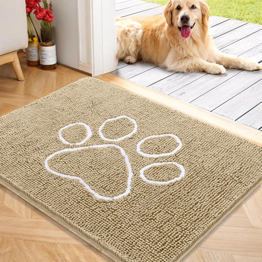 OLANLY Ultra Absorbent Chenille Dog Door Mat for Muddy Paws
