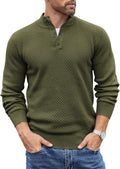 COOFANDY Men's Quarter Button Mock Neck Sweater - Lightweight