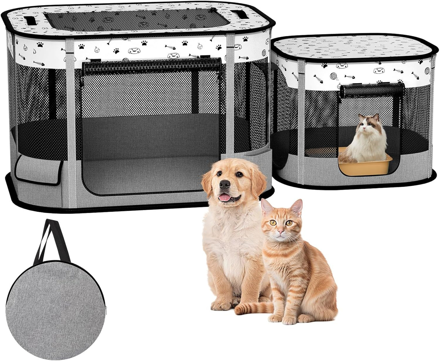 Portable Cat Playpen for Indoor and Outdoor Use, Gray