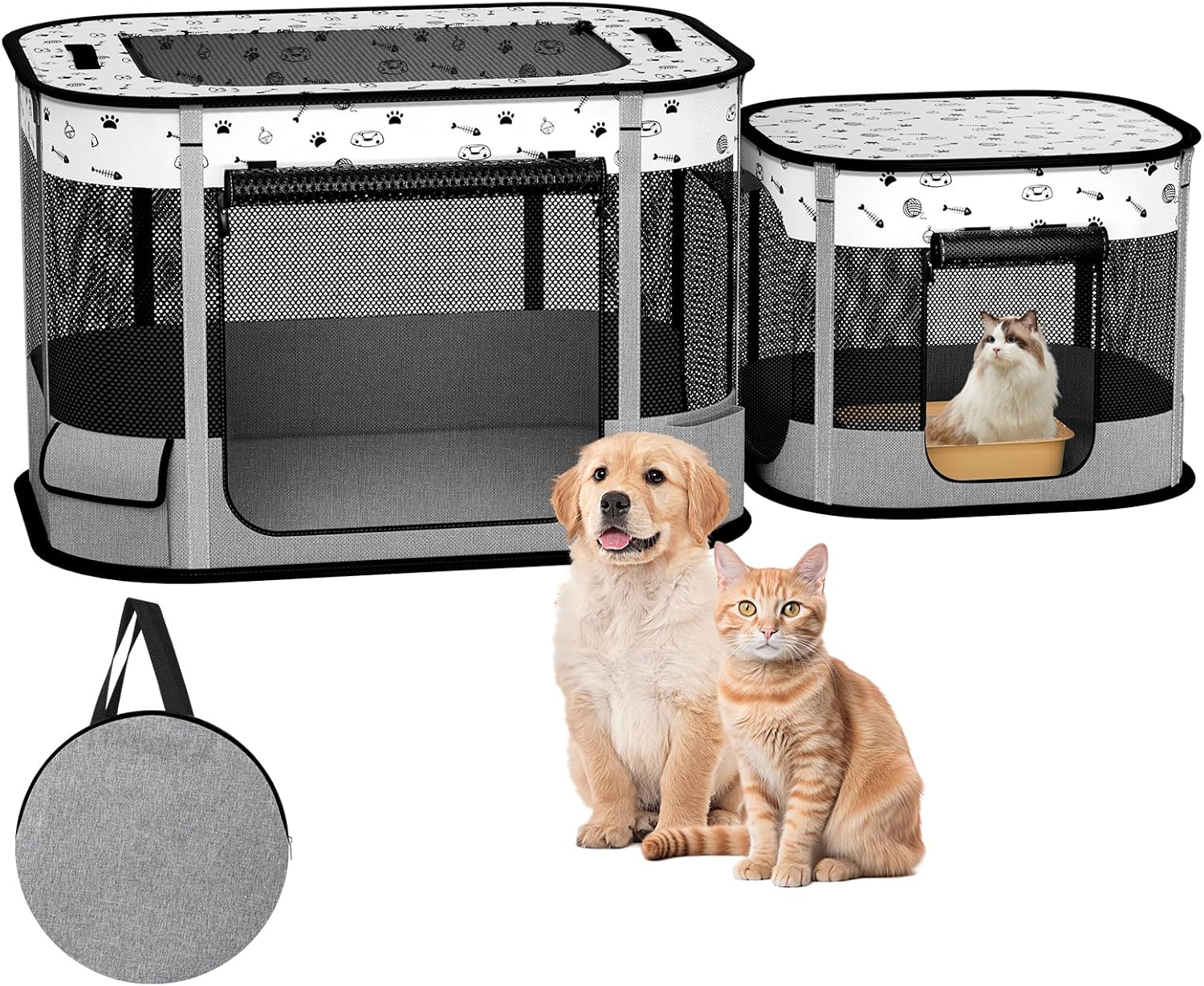 Portable Cat Playpen for Indoor and Outdoor Use, Gray