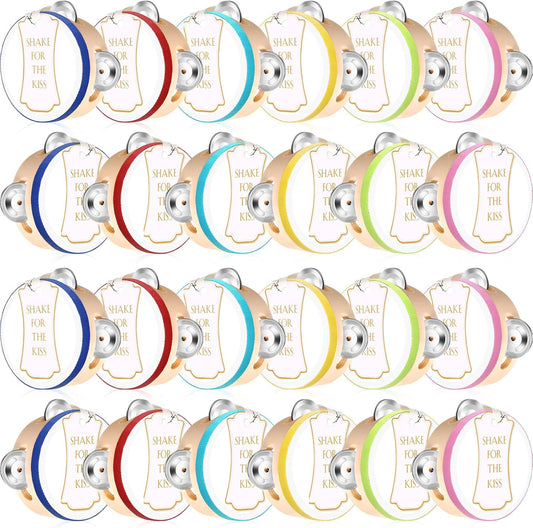 24 Set 4 Inch Tambourine for Adults with Gift Tags and Ribbon