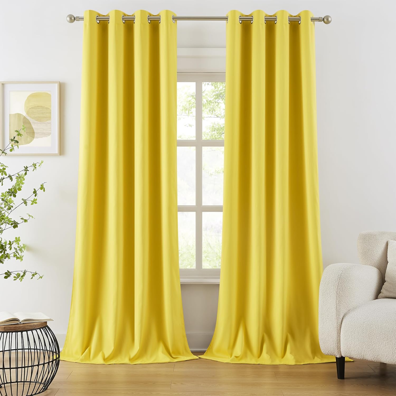 DUALIFE Yellow Blackout Curtains for Bedroom and Living Room
