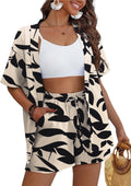 Women's Kimono Tropical Print 2-Piece Shorts Set - Lightweight Summer