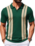 Mens Polo Shirt Short Sleeve Vintage Golf Style - Cool Knit Comfort