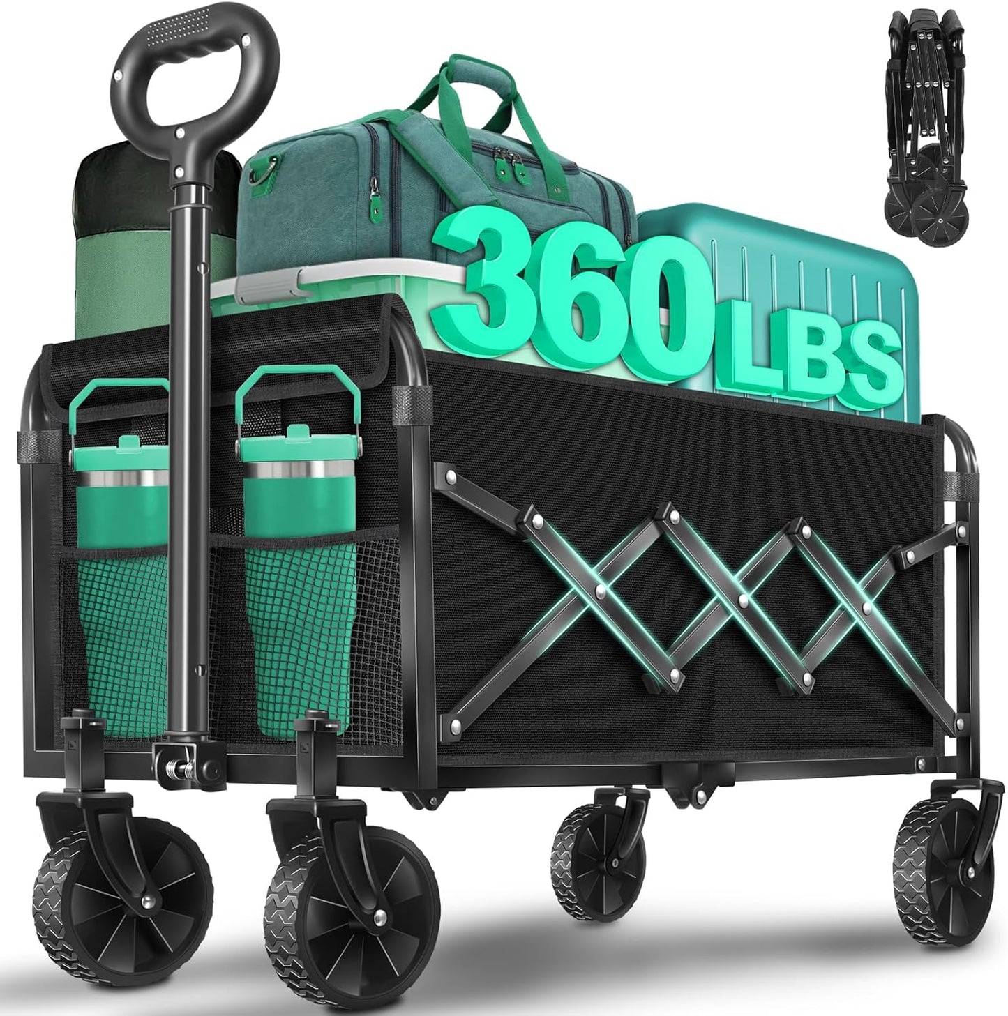 Collapsible Wagon Cart with Wheels for All Terrain Use