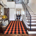 Fall Orange and Black Plaid Rugs for Indoor Outdoor Use