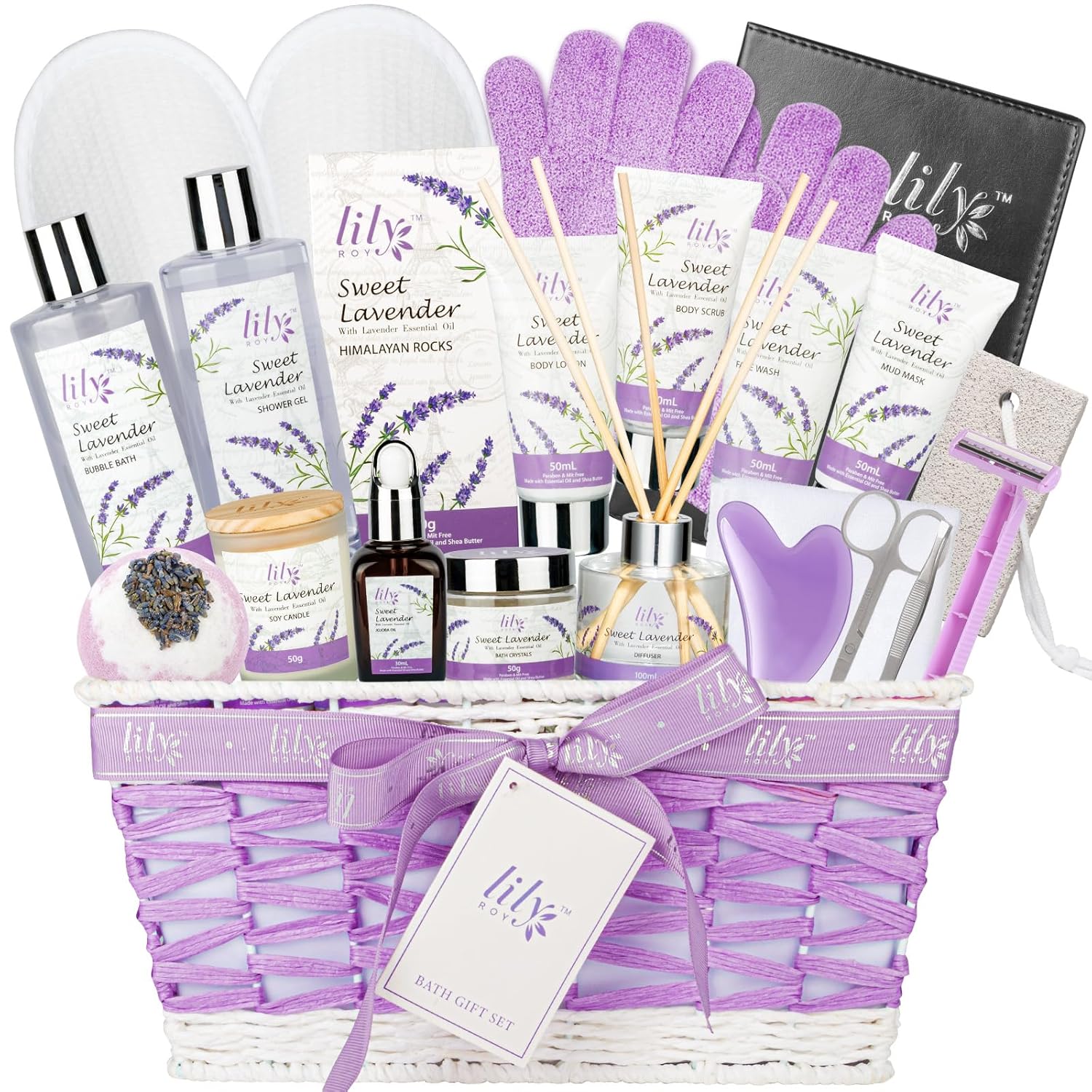 Luxury Lavender Bath and Body Gift Basket Set for Women