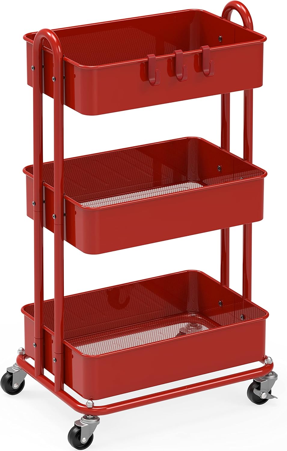 3-Tier Heavy Duty Metal Utility Rolling Cart for Versatile Use