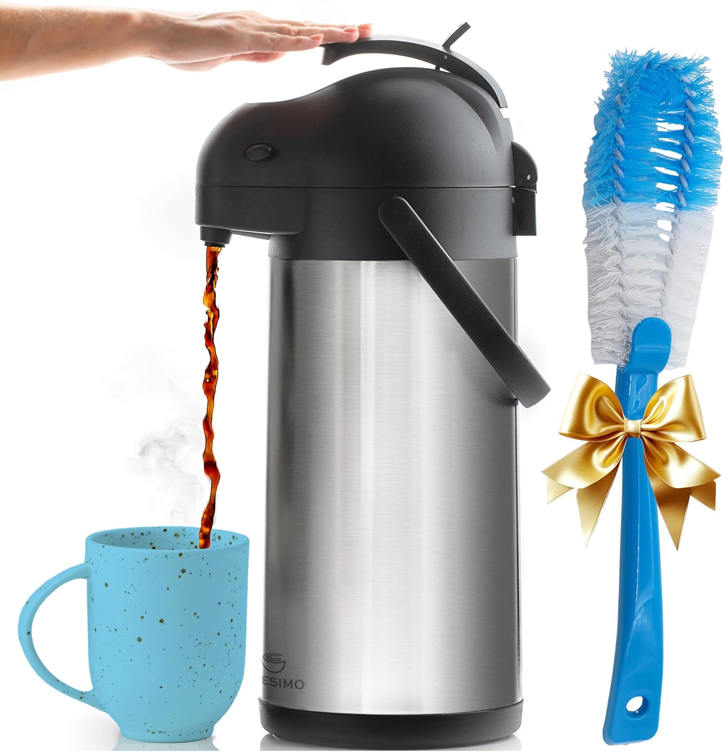 Cresimo 101oz Airpot Coffee Carafe with Cleaning Brush for Easy Use