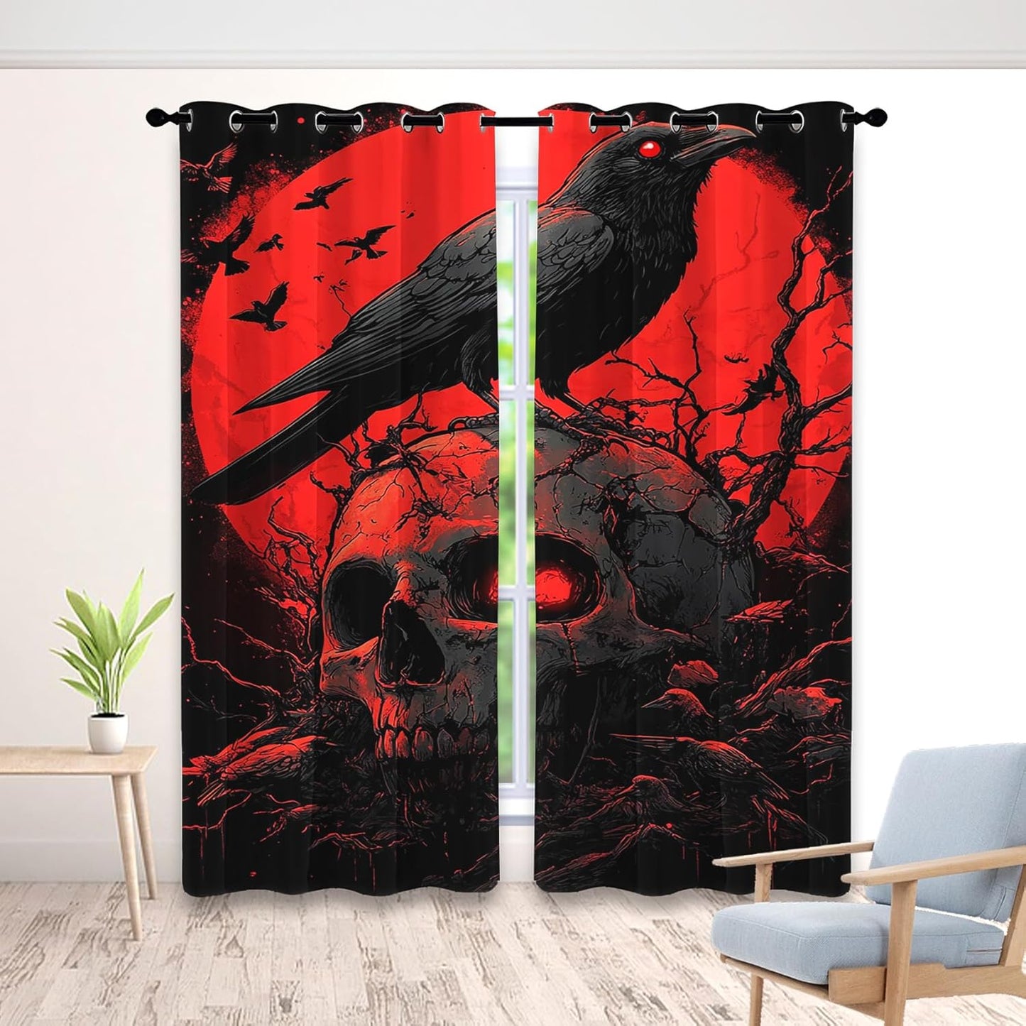 Horror Moon Blackout Curtains - Bedroom & Living Room Decor