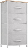 4-Drawer Fabric Dresser in White Frame with Wood Top - Space-Saving