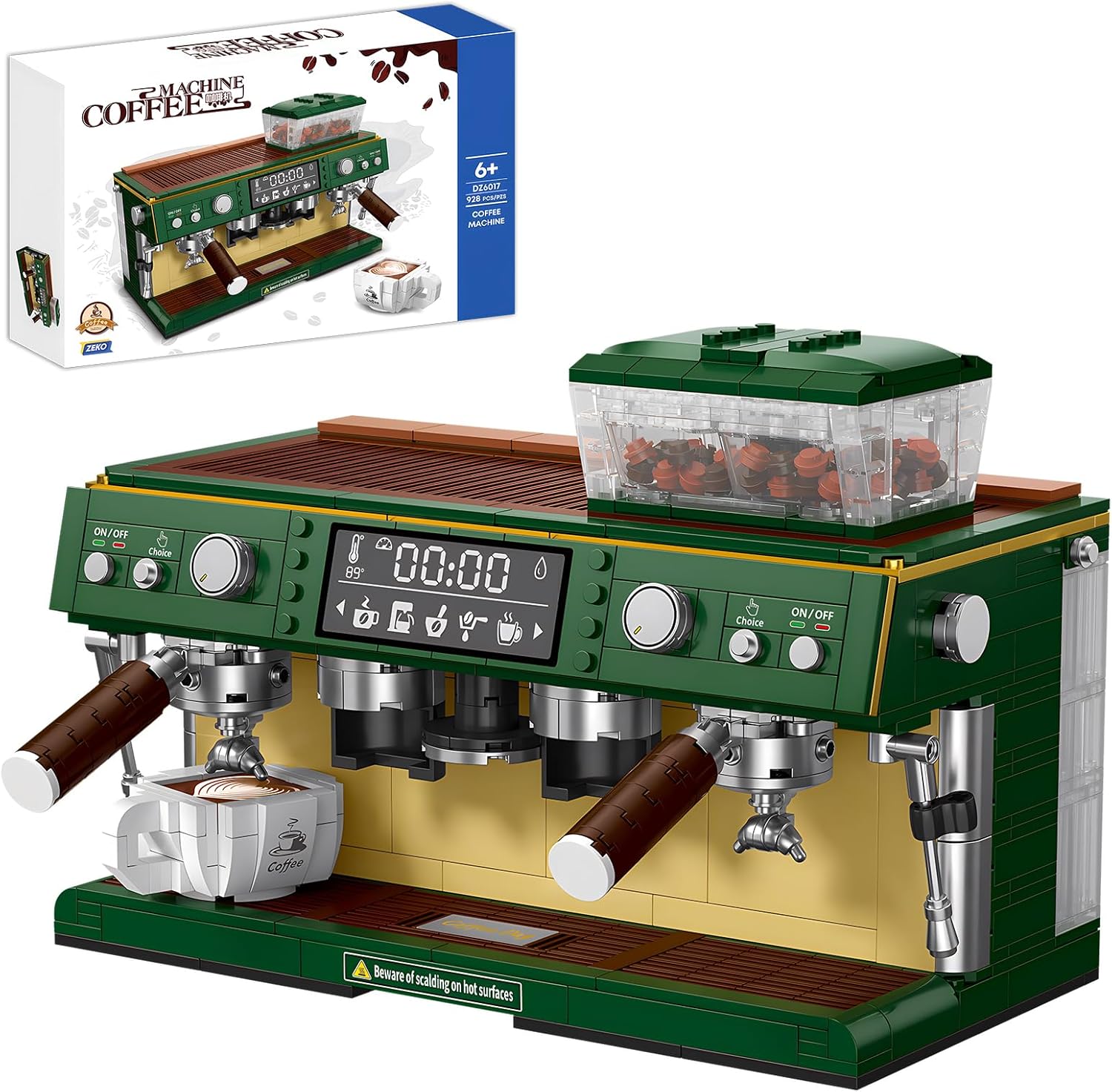 928 Pcs Espresso Double-Head Coffee Maker Brick Set