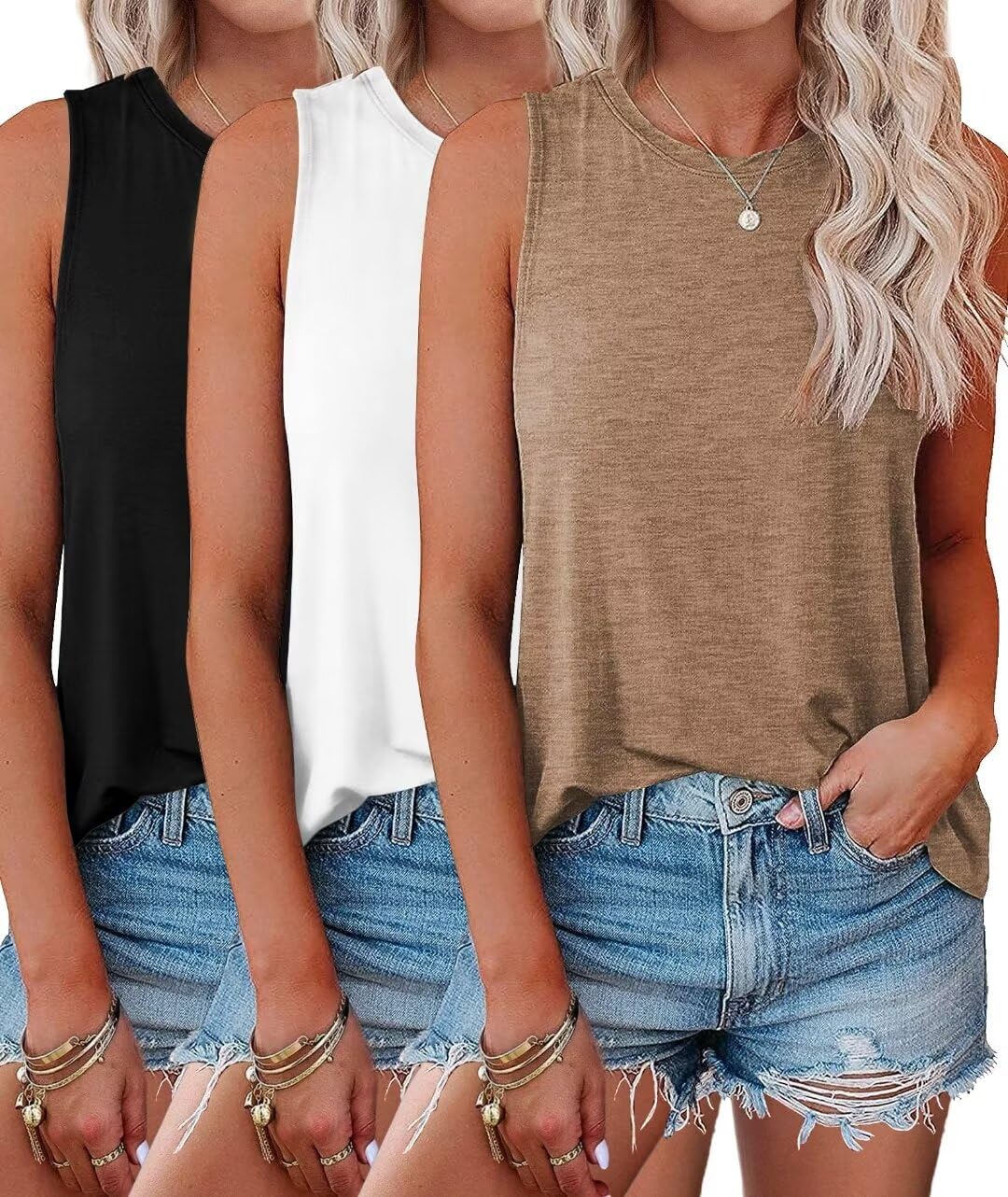Bliwov 3 Pack Womens Summer Cute Tank Tops for Casual Wear