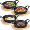 Sliner 4 Sets Mini Cast Iron Skillet 5.5 in - Small Rustic Skillet Set