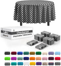 Checkered Round Plastic Tablecloth 84 in Pack of 24 - Durable