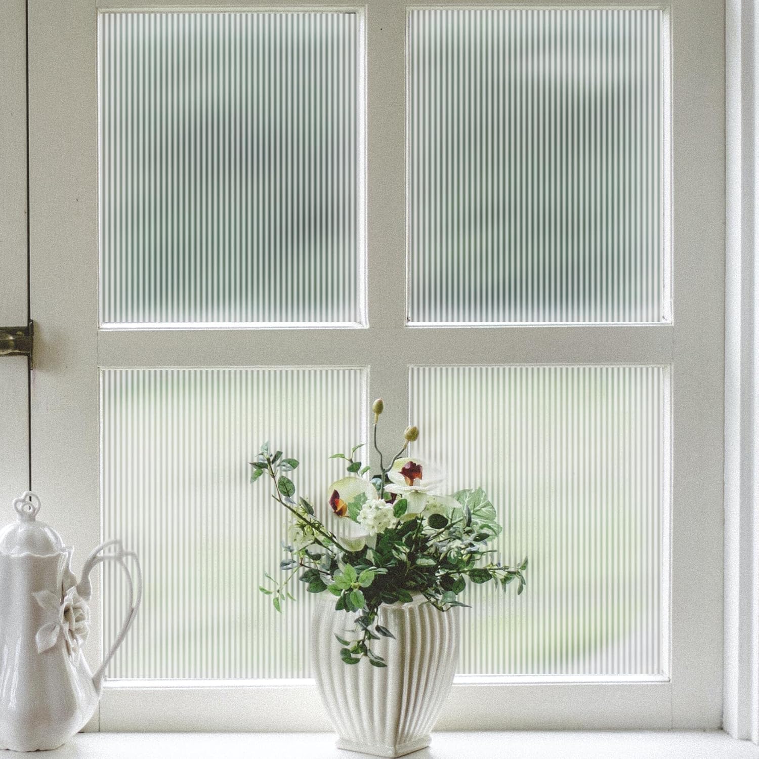 VELIMAX Reeded Glass Privacy Film for Home Decor and Protection