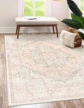 LIVEBOX Pink Area Rug 5x7 - Soft Non-Slip Vintage Washable Rug