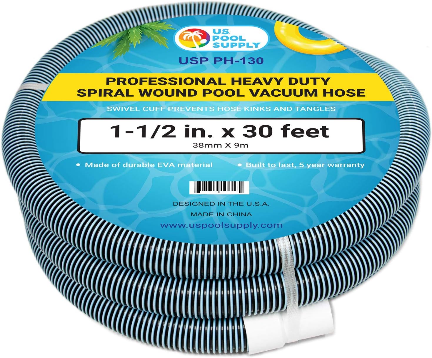 Professional Heavy Duty Pool Vacuum Hose - 1-1/2in x 30ft Length