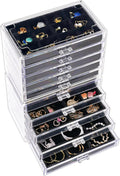 Earring Holder Jewelry Box for Women - 10 Drawer Clear Organizer