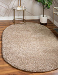 Unique Loom Solid Shag Area Rug 3 ft 3 in x 5 ft 3 in Oval - Taupe