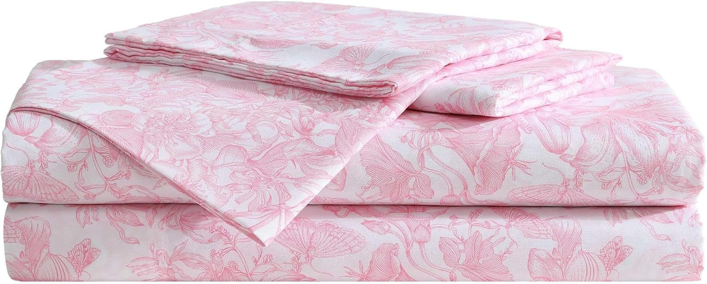 Betsey Johnson King Bed Sheets Set, Soft & Lightweight Floral Design