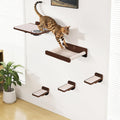 Space-Saving Cat Wall Shelves Climber with Hammock - Walnut