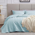 Love's cabin King Size Quilt Set Light Blue - Lightweight Wave Quilt