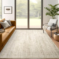 5x7 Area Rug Beige Low Pile Washable Trendy Faded Style - Soft