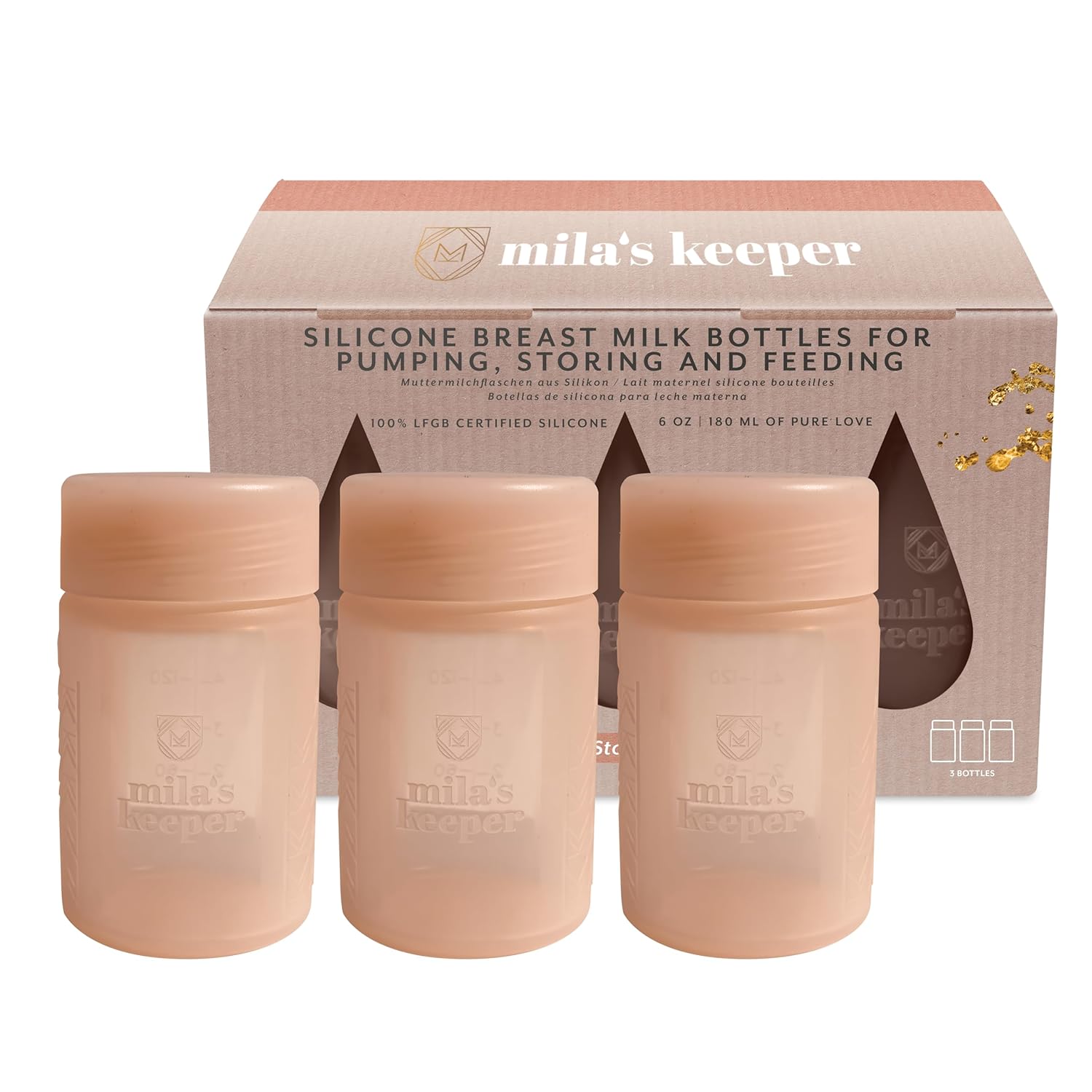 Mila's Keeper Silicone Breast Milk Storage Bottles for Moms