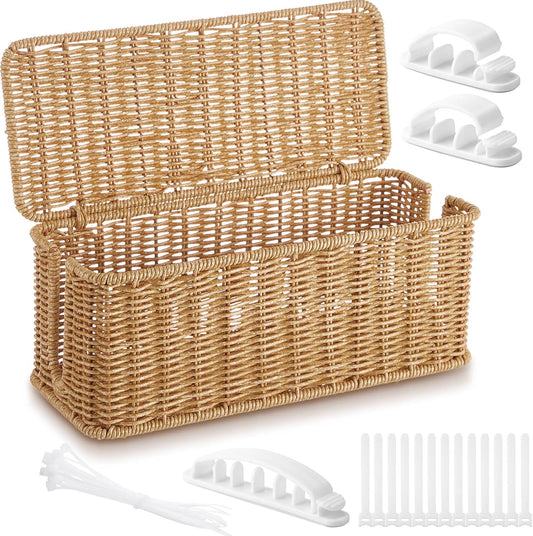 Rattan Cable Management Box | Tidy Wires Hassle-Free