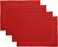 Classic Hemstitch Red Linen Placemats Set of 4 for Holidays