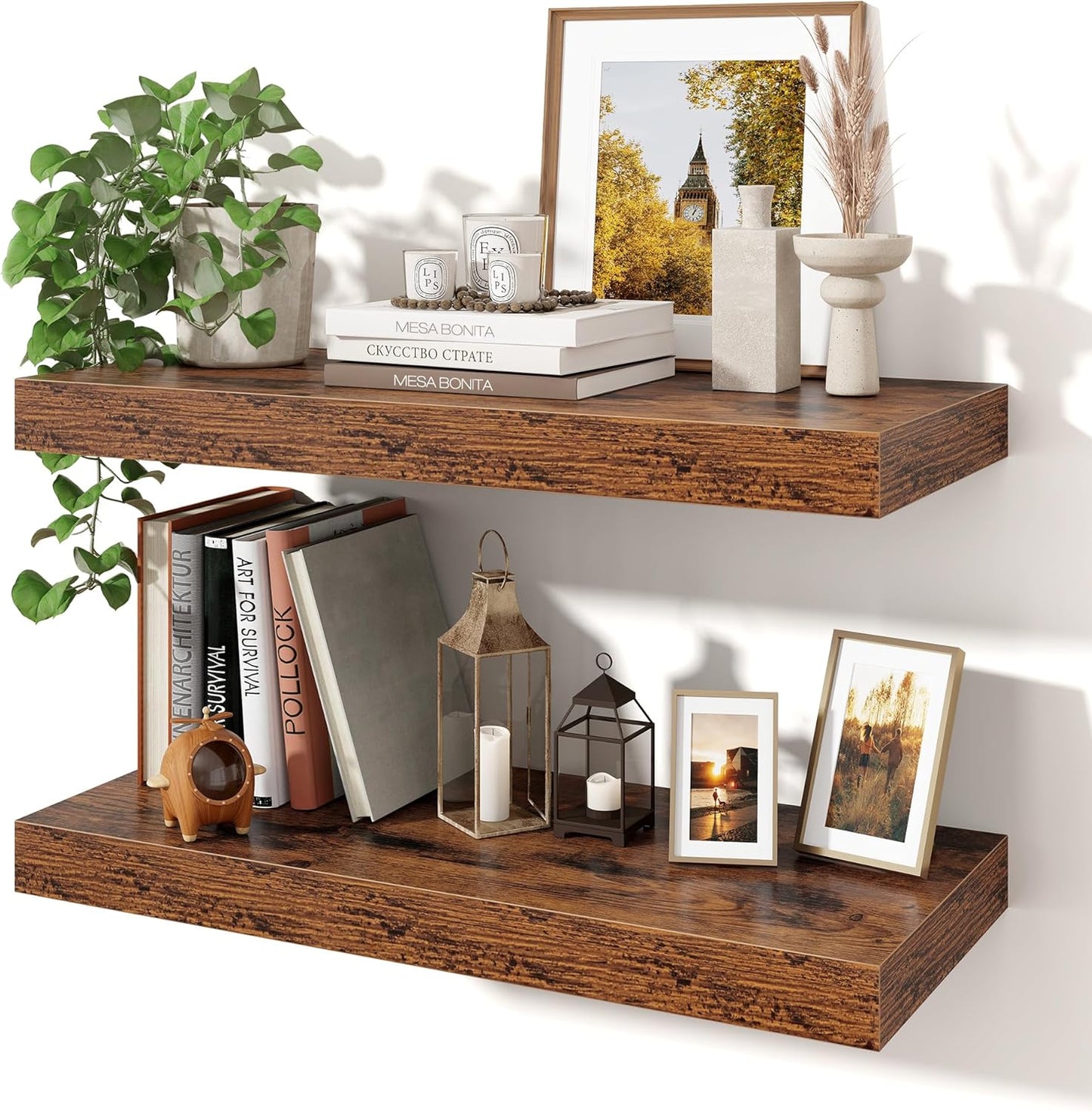 Axeman 24Inch Floating Shelves for Wall - Rustic Wood Design