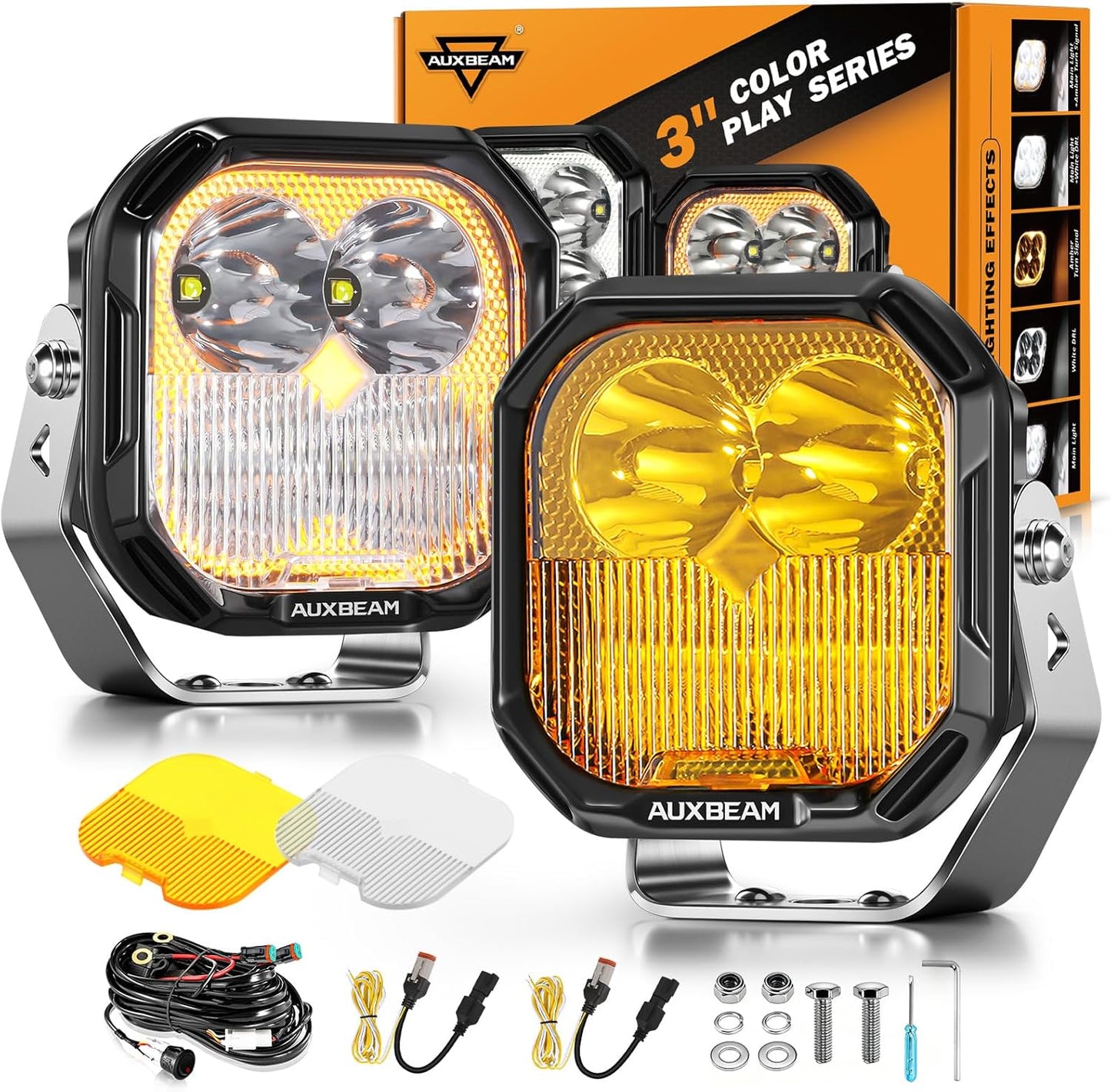 Auxbeam Color Play Series 3 Inch LED Pods for Offroad Lighting