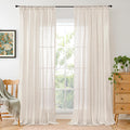 Long Linen Curtains 102 in Length Oatmeal Drapes - Light Filtering