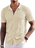 Men's Knit Short Sleeve Button Down Polo Shirt (Style S58P)