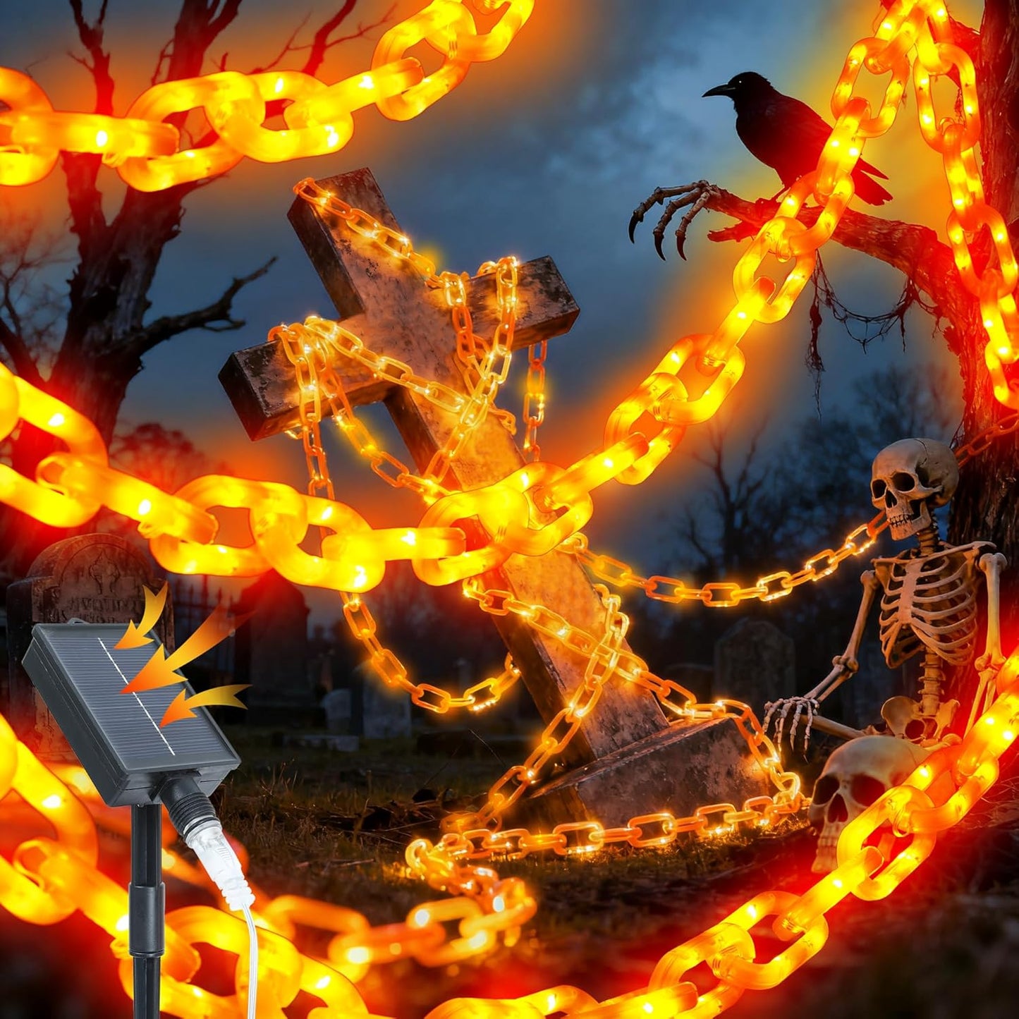 Halloween Decoration Solar Light String with 200 LED Orange Lights