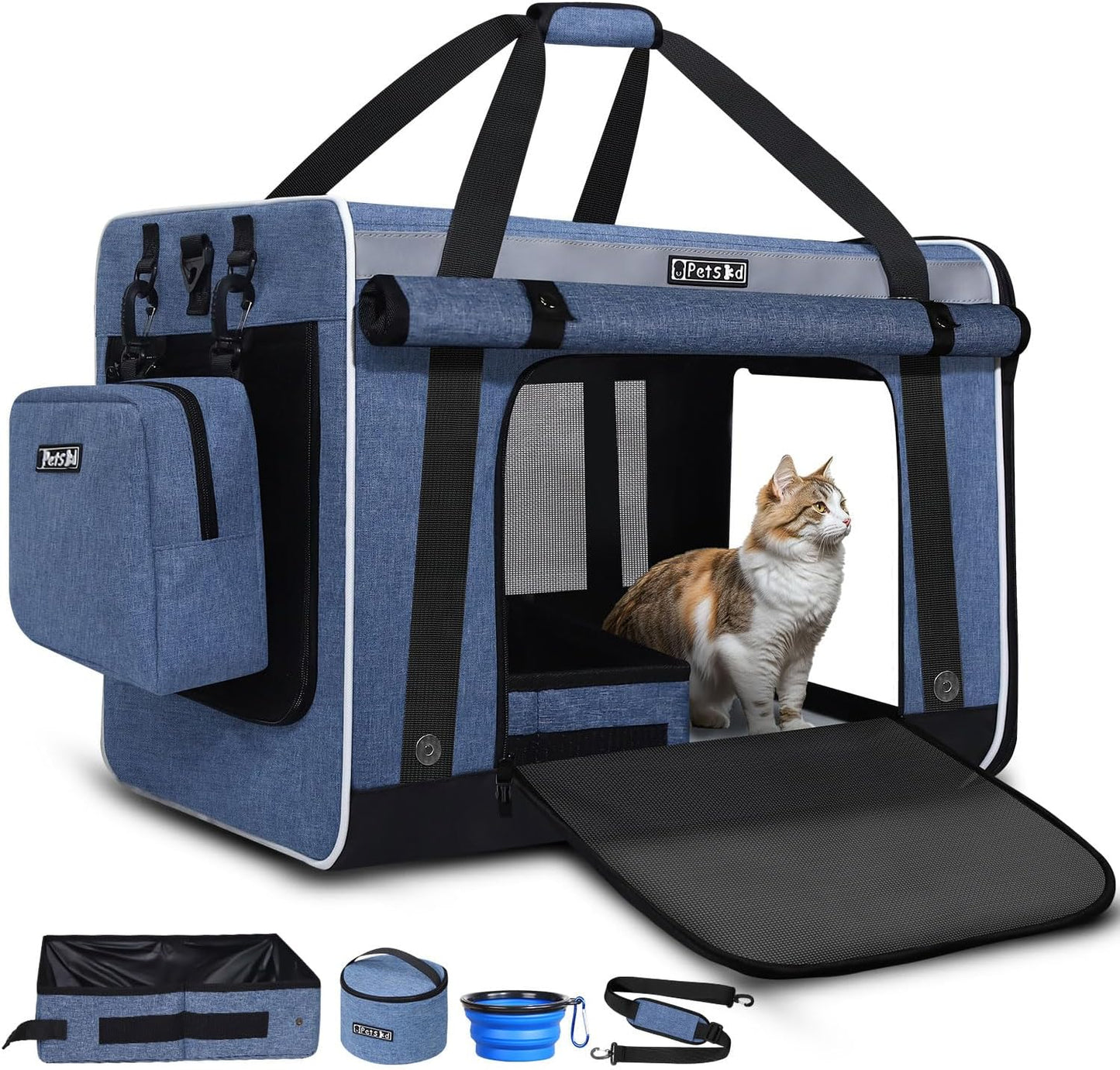 Extra Large Cat Carrier for 55LBS Pet Travel with Litter Box