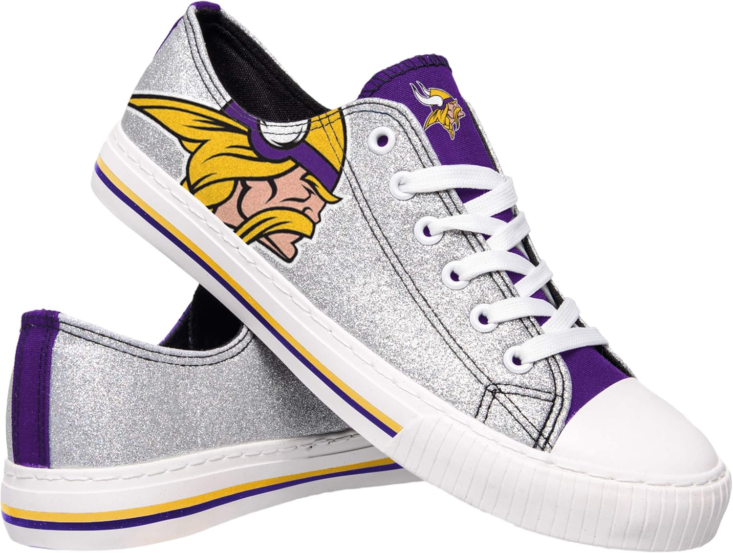 FOCO Women's NFL Team Logo Glitter Low Top Sneakers for Fans