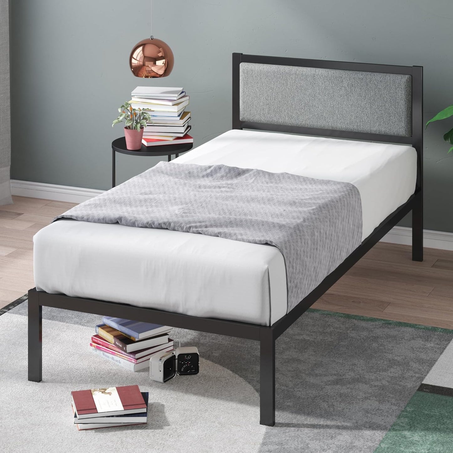 ZINUS Korey Metal Platform Bed Frame with Upholstered Headboard