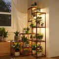 Bamworld Corner Plant Stand with Grow Lights for Indoor Plants