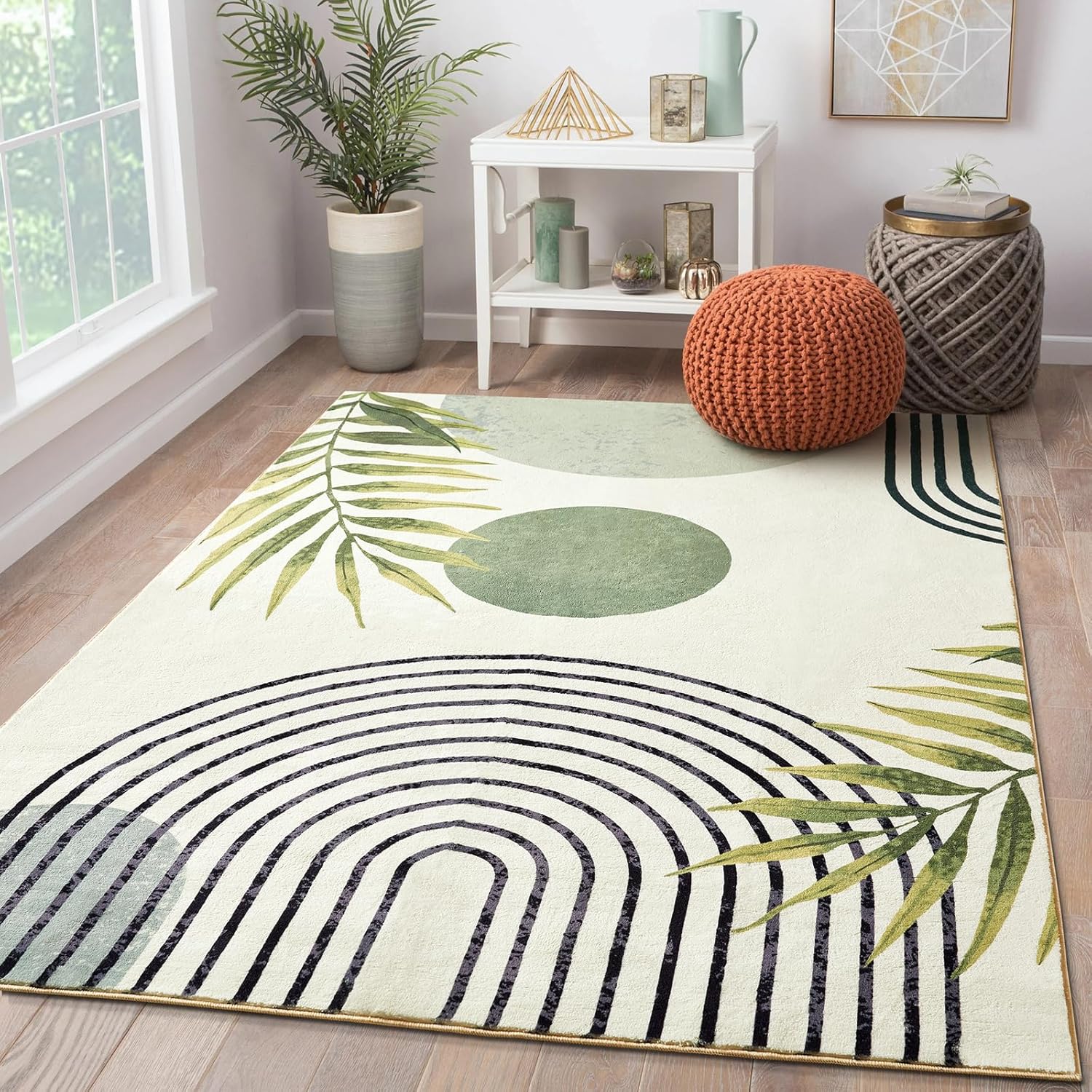 RoomTalks Mid Century Modern Washable Rug for Cozy Spaces