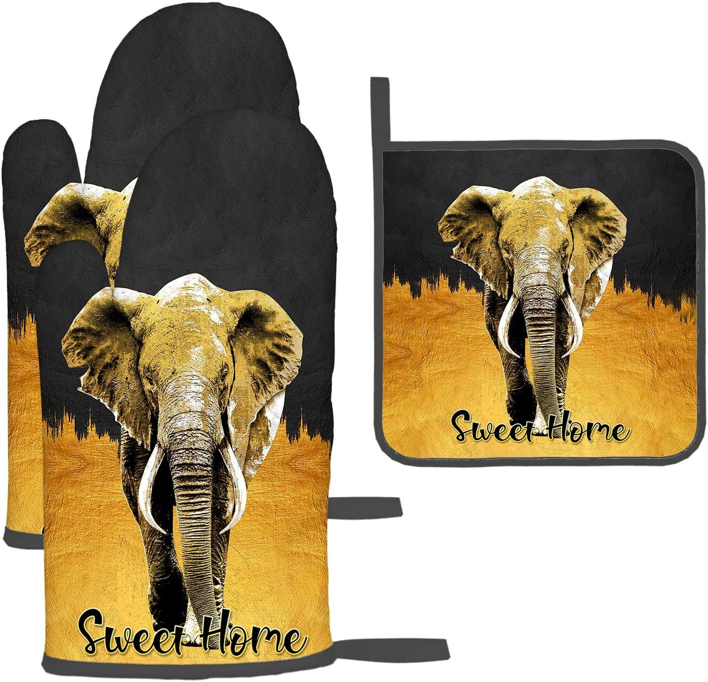 TNOKKU Elephant Oven Mitts Set - Heat Resistant and Stylish