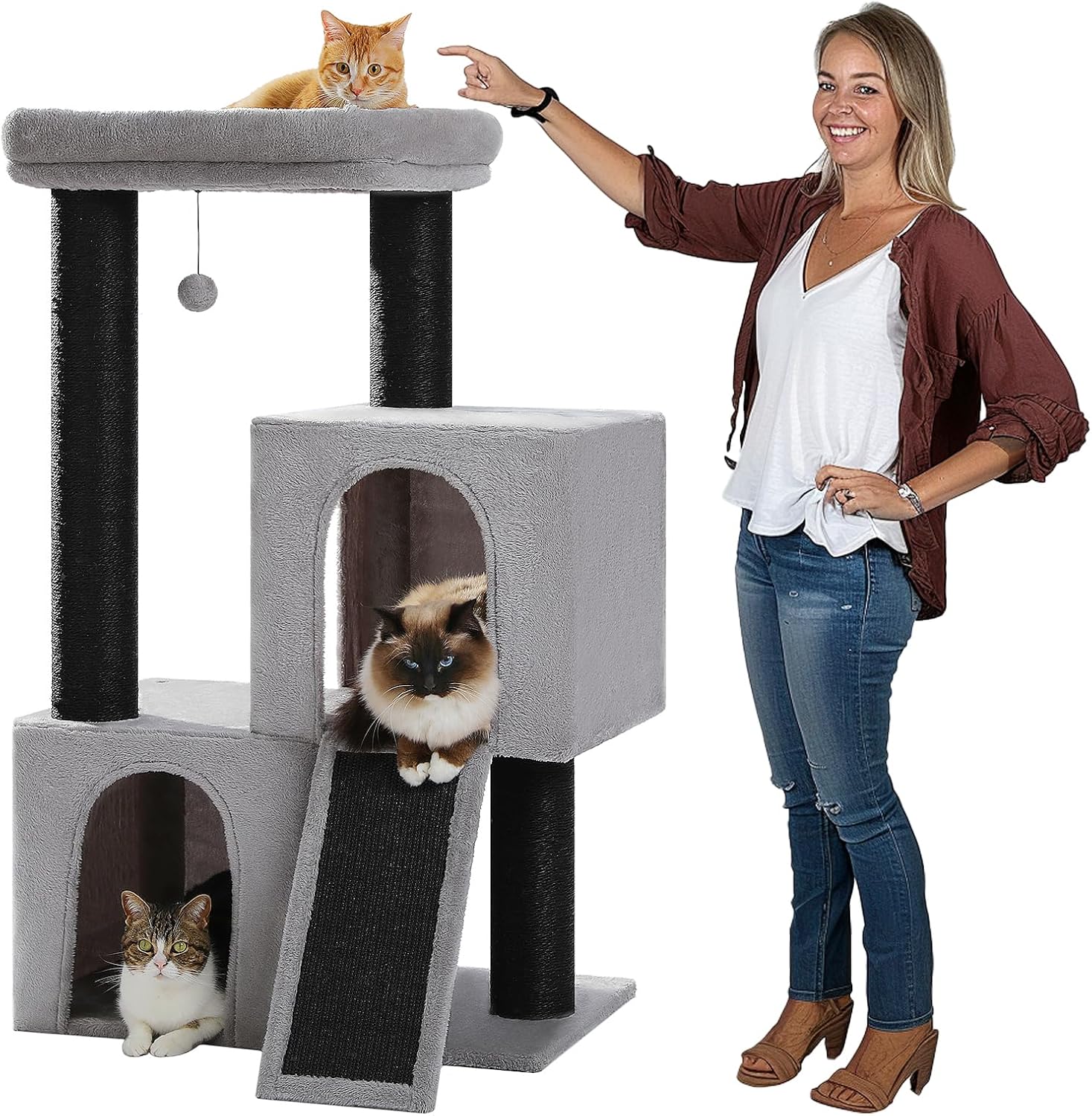 Heavy Duty Cat Tree for Large Cats with Spacious Condos