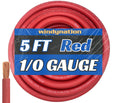 WNI 1/0 Gauge 5 ft Ultra Flexible Welding Battery Copper Cable - USA