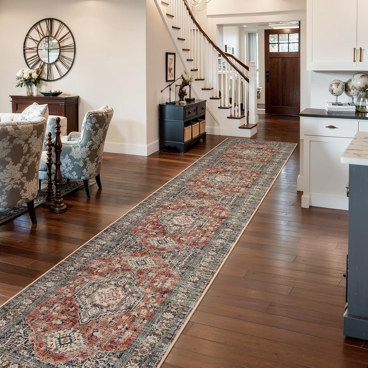 Lahome Oriental Hallway Runner Rug - Soft Distressed Carpet