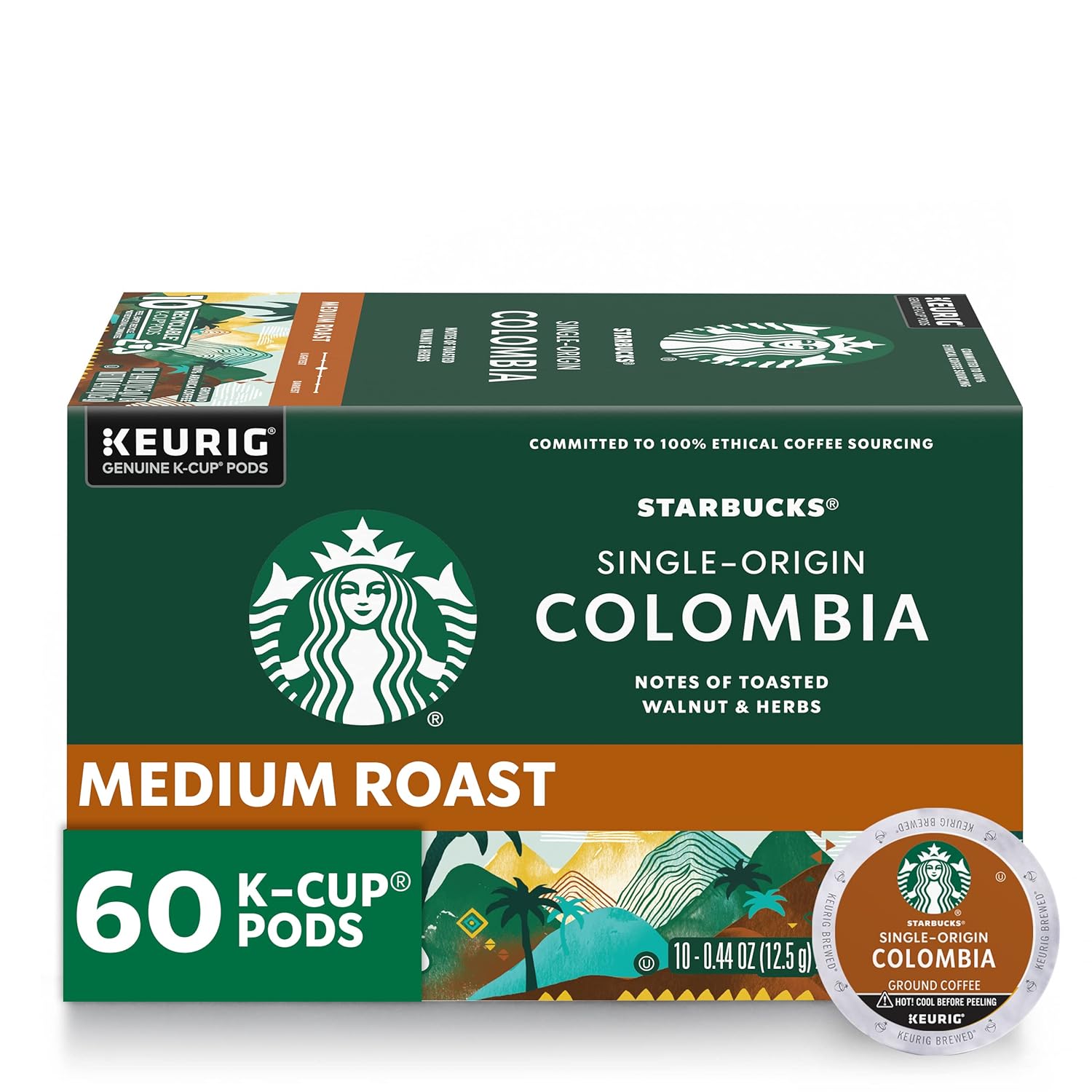 Starbucks K-Cup Coffee Pods Colombia Medium Roast 100% Arabica