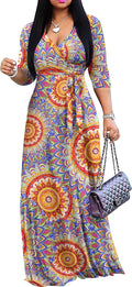 AOMONI Women's Floral Print Maxi Dress with Pockets for Summer