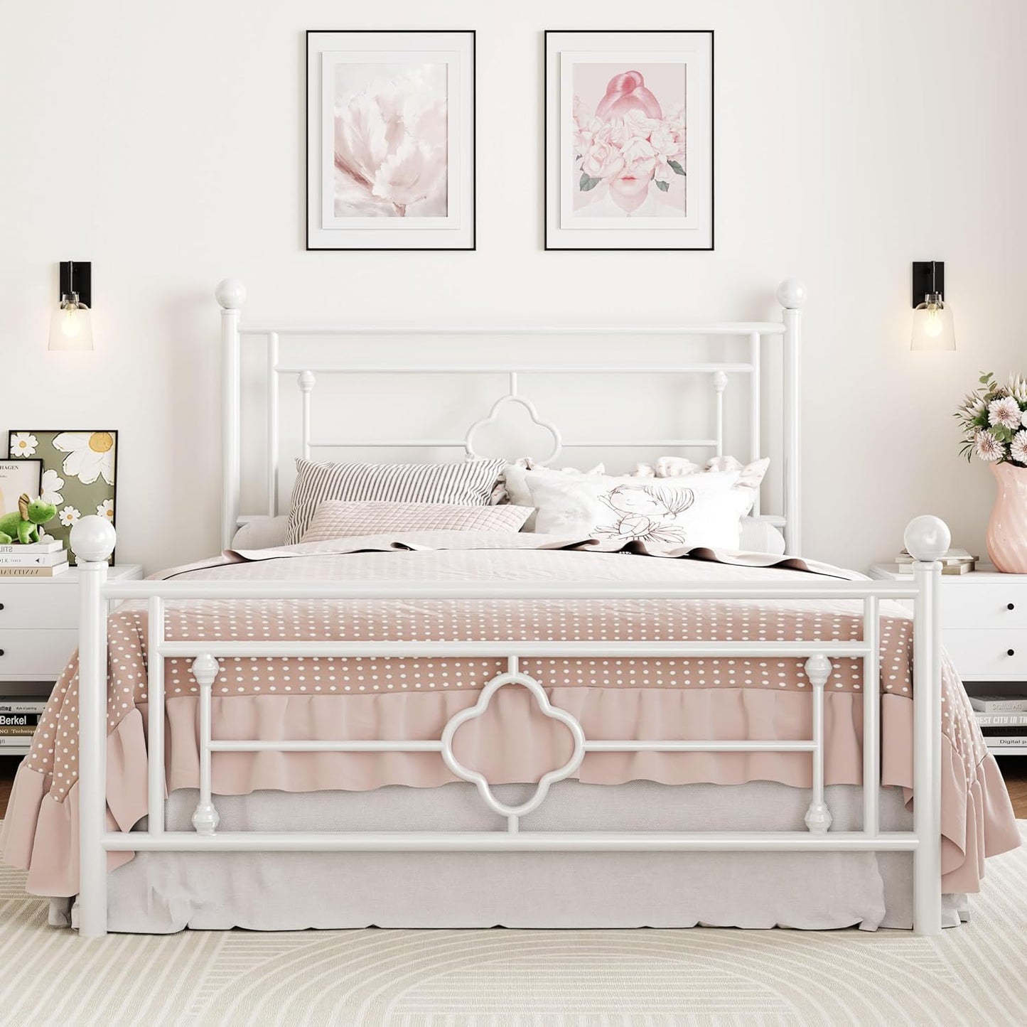 Sturdy 14 Inches Queen Size Metal Platform Bed Frame for Storage