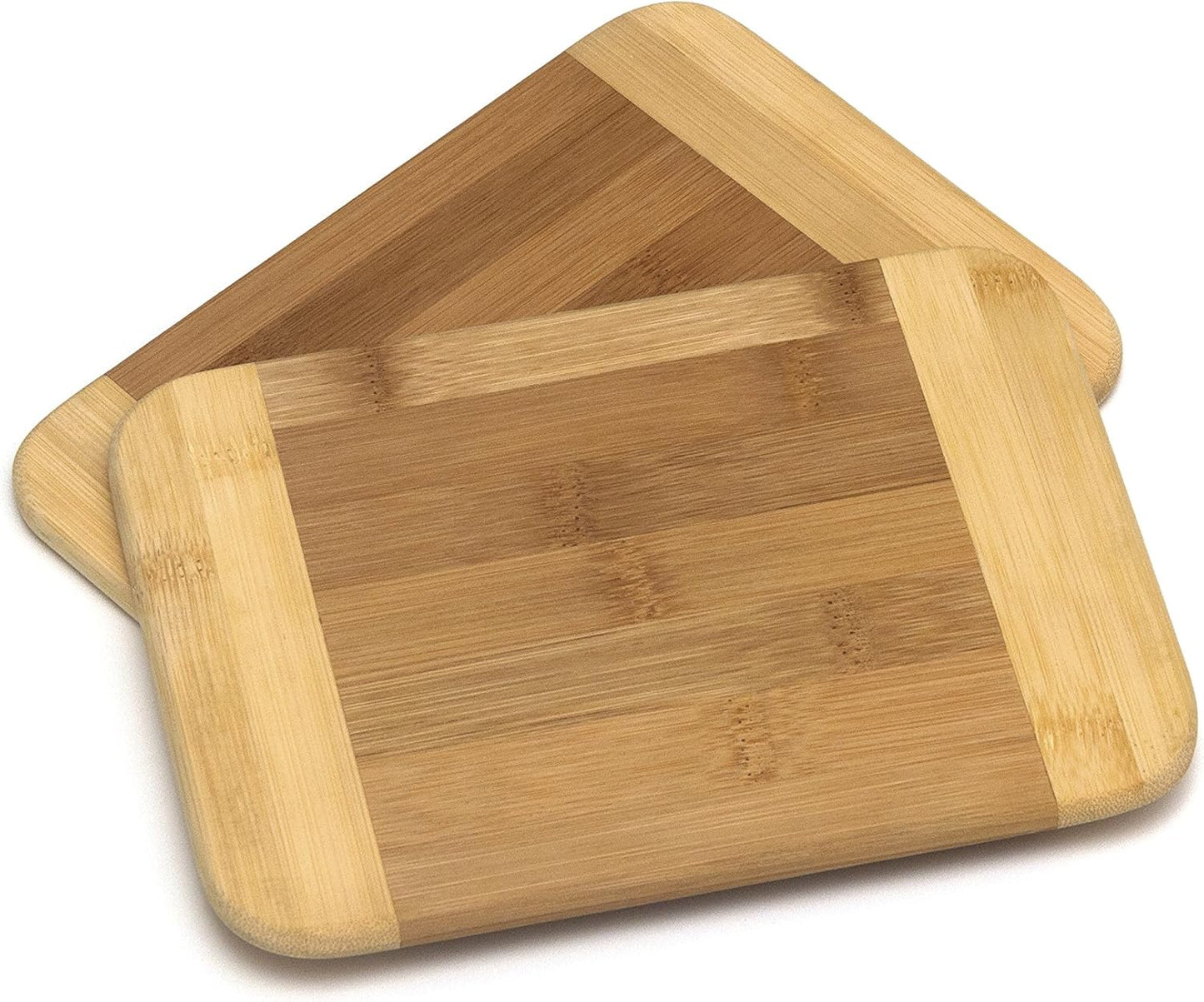 Bamboo Wood Two-Tone Kitchen Cutting Boards Set of 12 for Serving